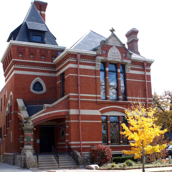 This is the front of the Ladies' Library Association of Kalamazoo's 1879 building.  